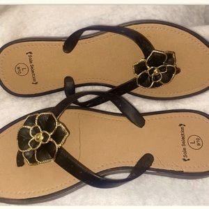 Black Floral Sandals
